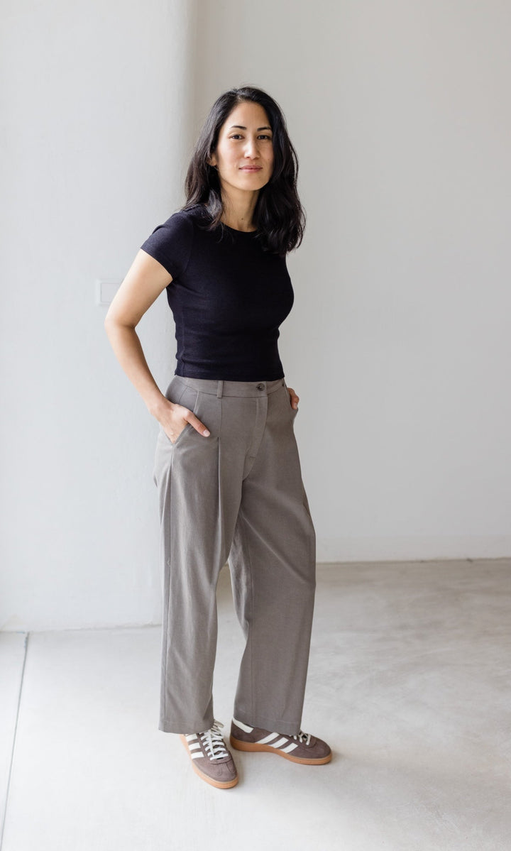 Pflegeleichte Damenhose mit Bundfalten, Business-Stil, bequemer Alltagstbegleiter in Mélange.