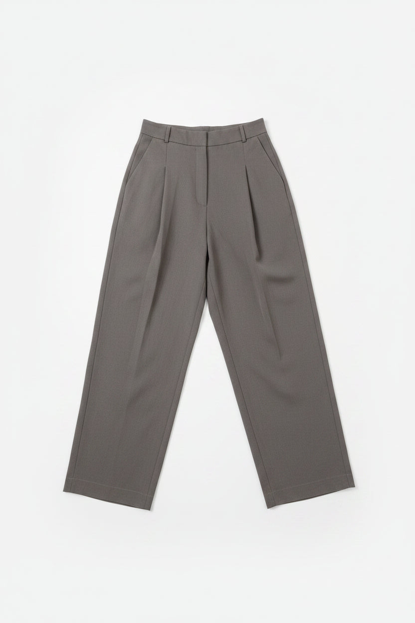 Klassische Damen Bundfaltenhose in Mélange, ideal für Büro und Freizeit, elegant & bequem.