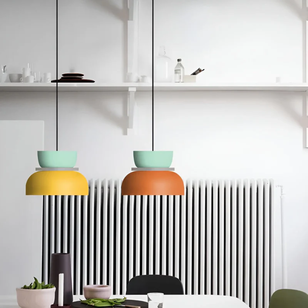 Exklusive Designleuchte, Macaron-Stil, bunte LED Pendelleuchte, schafft Atmosphäre.