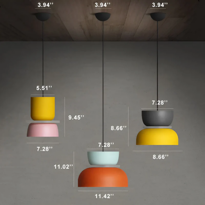 Energieeffiziente Pendelleuchte, Macaron-Design, farbige LED Hängelampe, vielseitig.