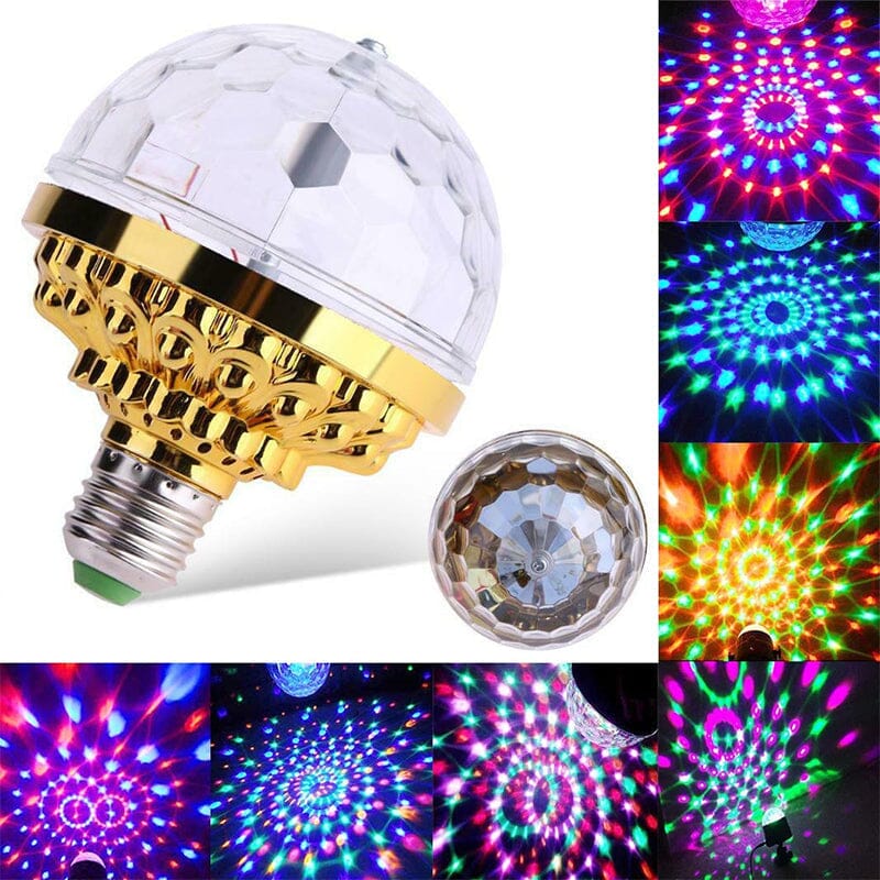 LED Partylicht, rotierende RGB Disco Kugel Glühbirne, effektvolle Beleuchtung für Feiern.