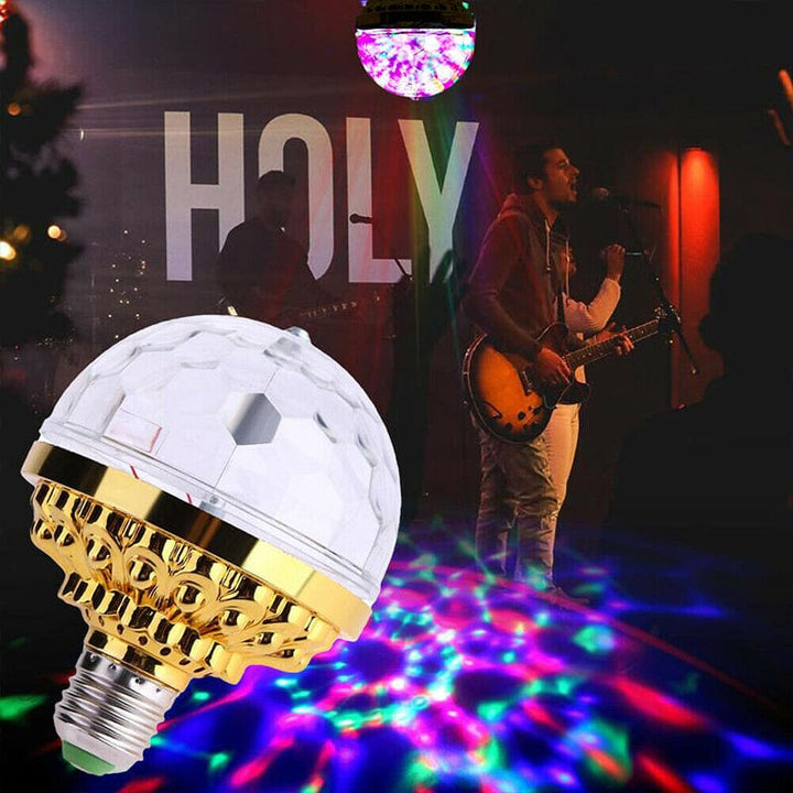 Dynamische LED Disco Kugel Lampe, bunte rotierende Glühbirne für jede Party.