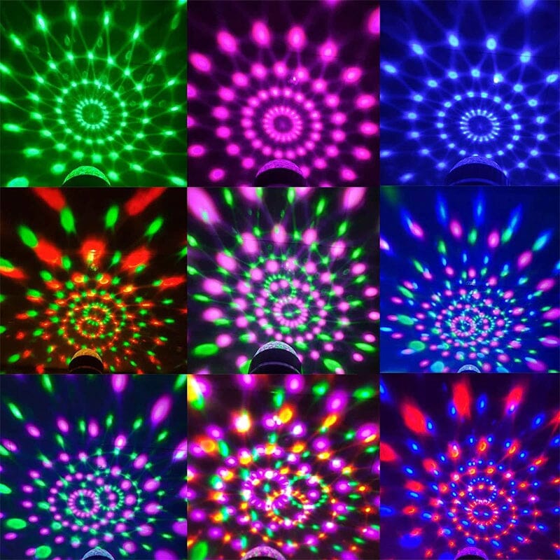 Effektvolle RGB LED Disco Kugel Glühbirne, rotierendes Partylicht für stimmungsvolle Momente.