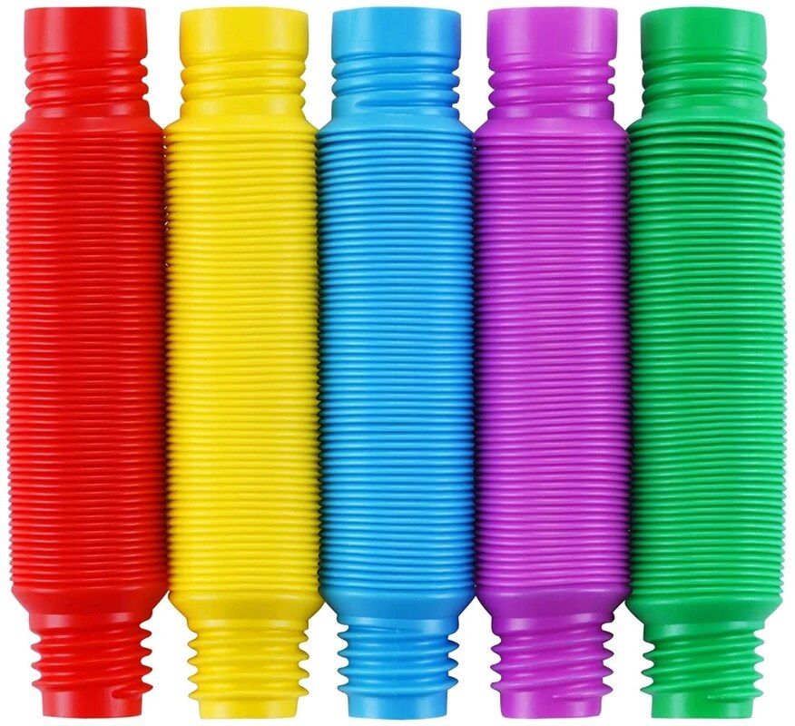 Bunte sensorische Pop Röhren für Kinder & Erwachsene, dehnbar, knistern und knacken zum Stressabbau & Fidget-Spaß.