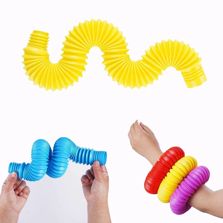 Pop Röhren-Set: Knack- & Dehnspielzeug für sensorische Stimulation, perfekt für Kinder & Erwachsene zum Entspannen.