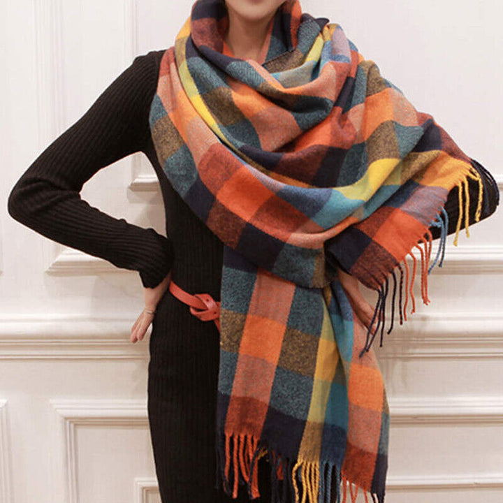 Damen Herbst/Winter Schal, kuschelig warm & elegant, akzentuiert mit attraktivem Rautenmuster.