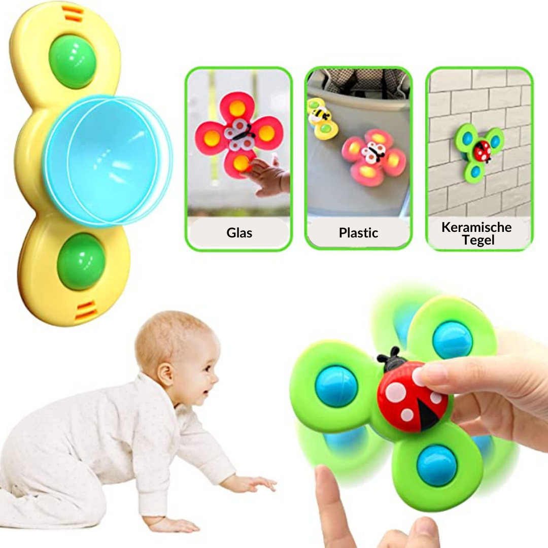 Lustige Saugnapf Spinner für Babys, stimuliert Greifreflex und Feinmotorik, buntes Spielset.