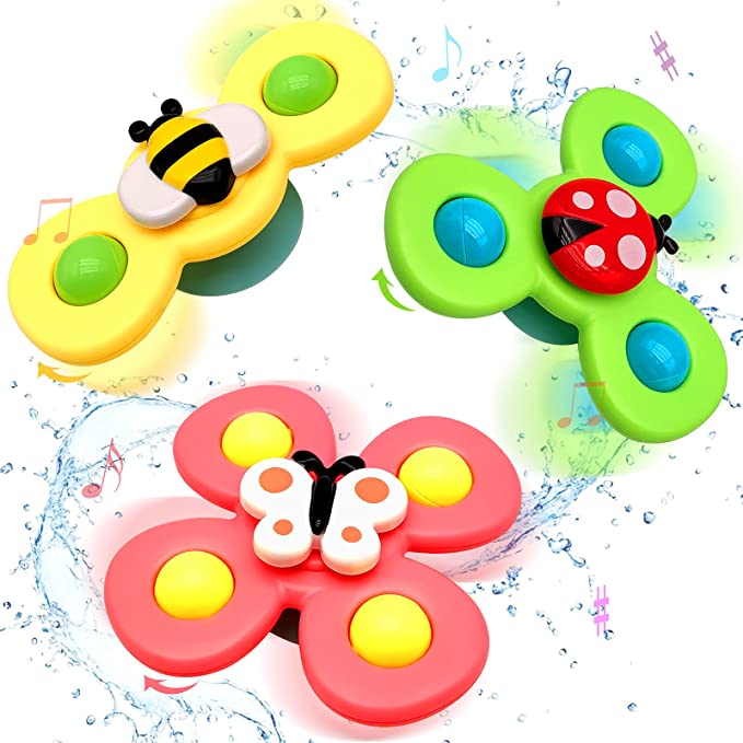 Buntes Saugnapf Spinner Set zum Anhaften, Motorikspielzeug für Kinder und Babys, toll für Reisen.
