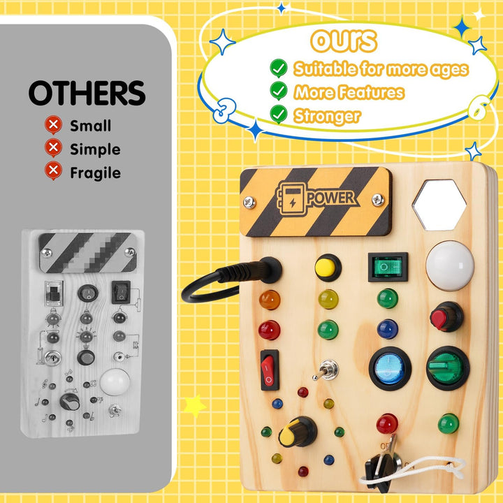 Montessori Lernspielzeug: LED-Pinnwand für Kleinkinder zur Förderung von Sensorik und Feinmotorik.