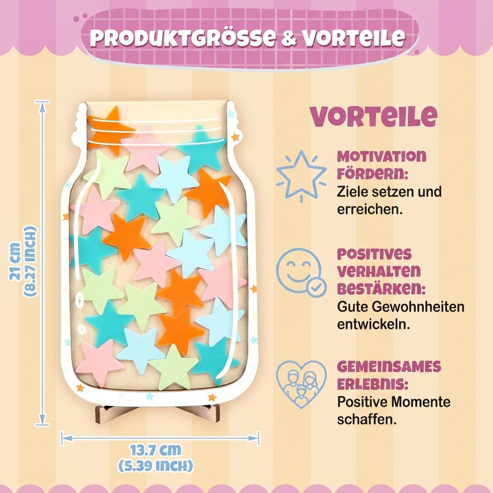 Ideales Geschenk für Kinder: Motivierendes Belohnungsglas mit Sternen zur Verhaltensförderung & Lernhilfe.