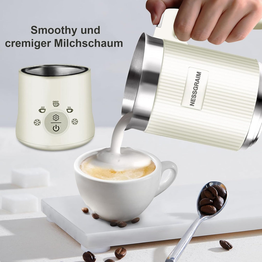 Hochwertiges Küchengerät: Elektrischer Milchaufschäumer für Milchschaum, Kakao & Kaffeespezialitäten.