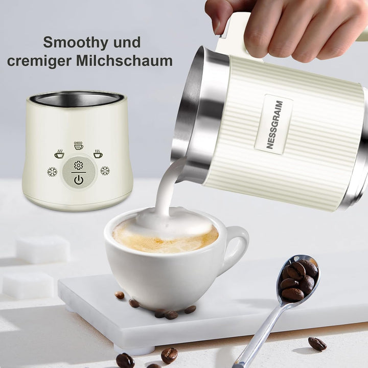 Hochwertiges Küchengerät: Elektrischer Milchaufschäumer für Milchschaum, Kakao & Kaffeespezialitäten.