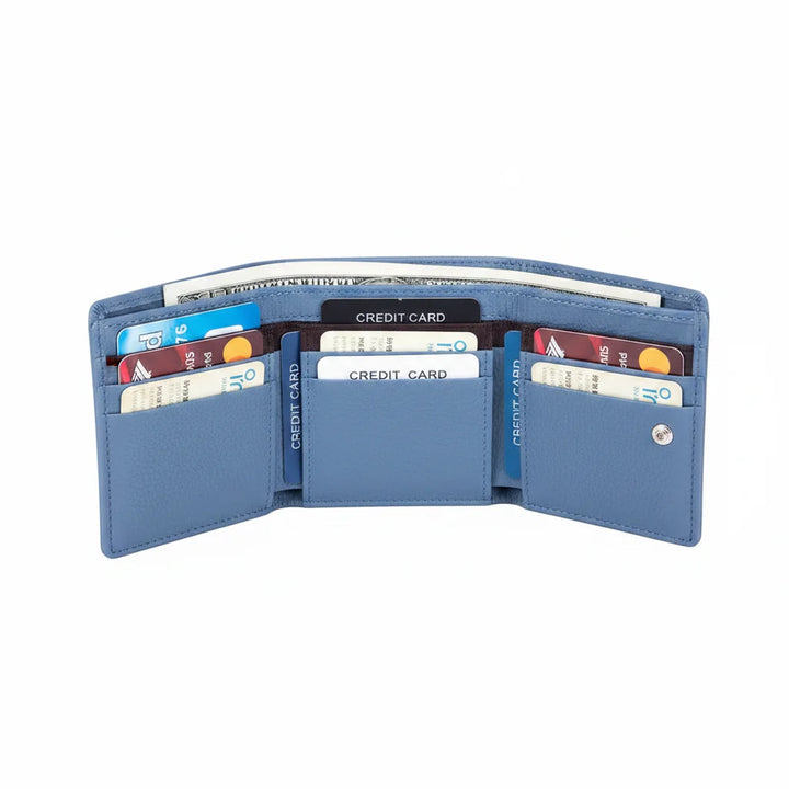 Unisex RFID Mini-Geldbörse mit Reißverschlussfach & Kartenschutz, Frontansicht.