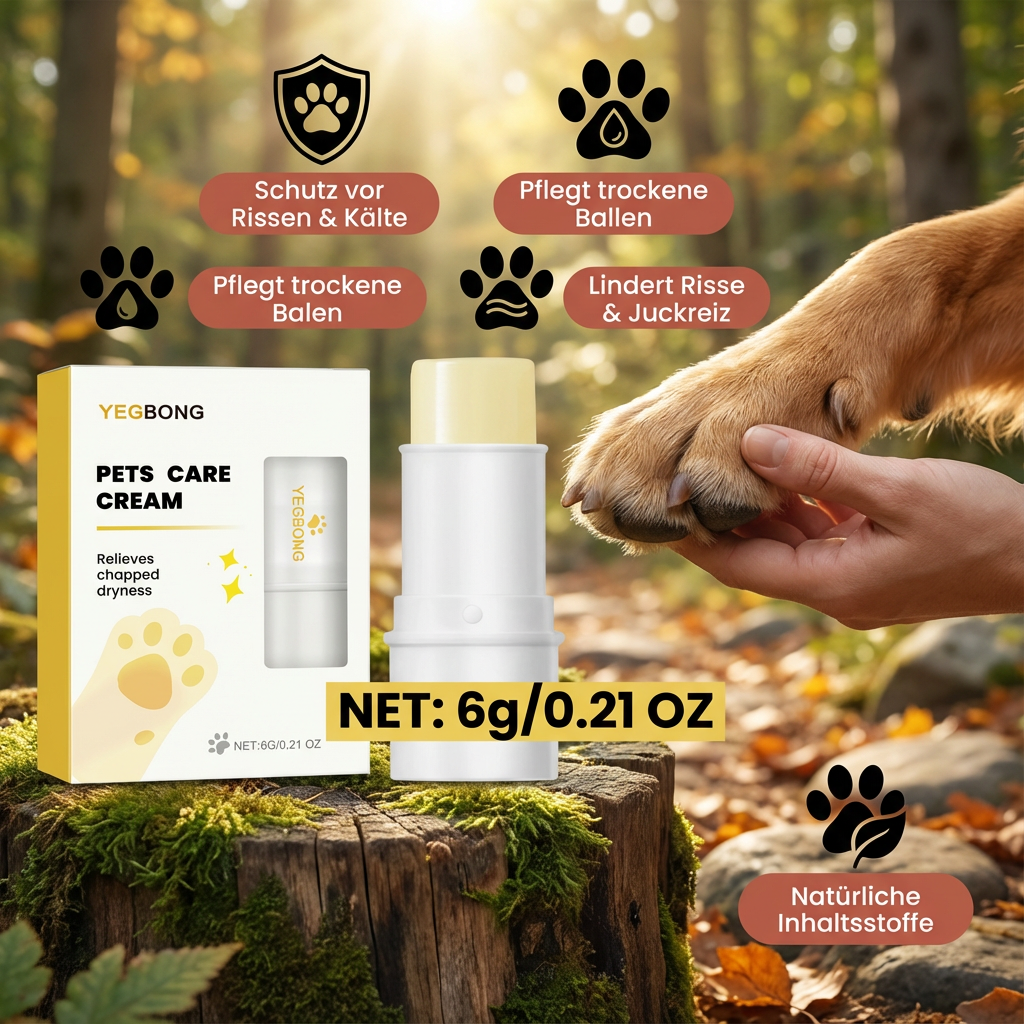 Praktischer Tierpflege Salbenstift für gesunde Pfoten & Nase bei Hunden & Katzen. Schützt vor Rissen & Trockenheit.