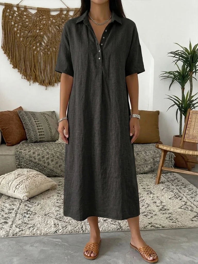 Damen Midi-Kleid Calyra mit klassischem Polokragen, lässig-elegant. Ein Must-have für den Sommer.