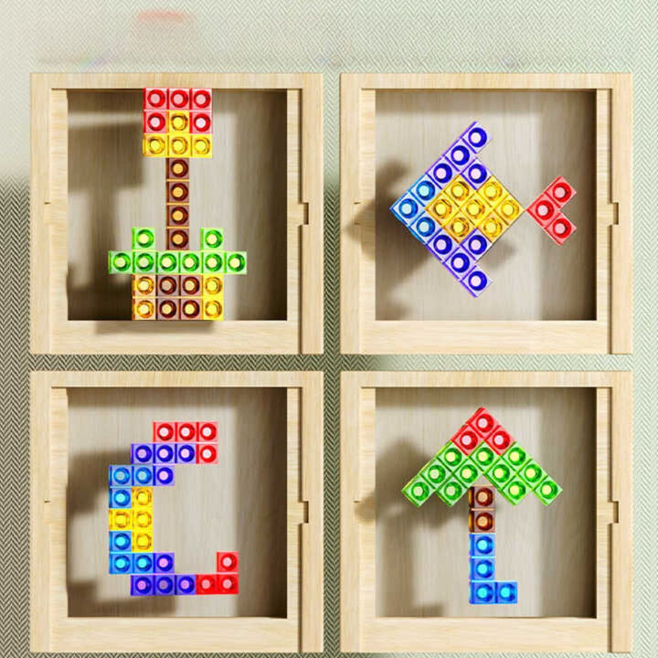 Herausforderndes Tetris Holzpuzzle. Farbenfrohes Logik- & Stapelspiel, perfektes Familienspiel.