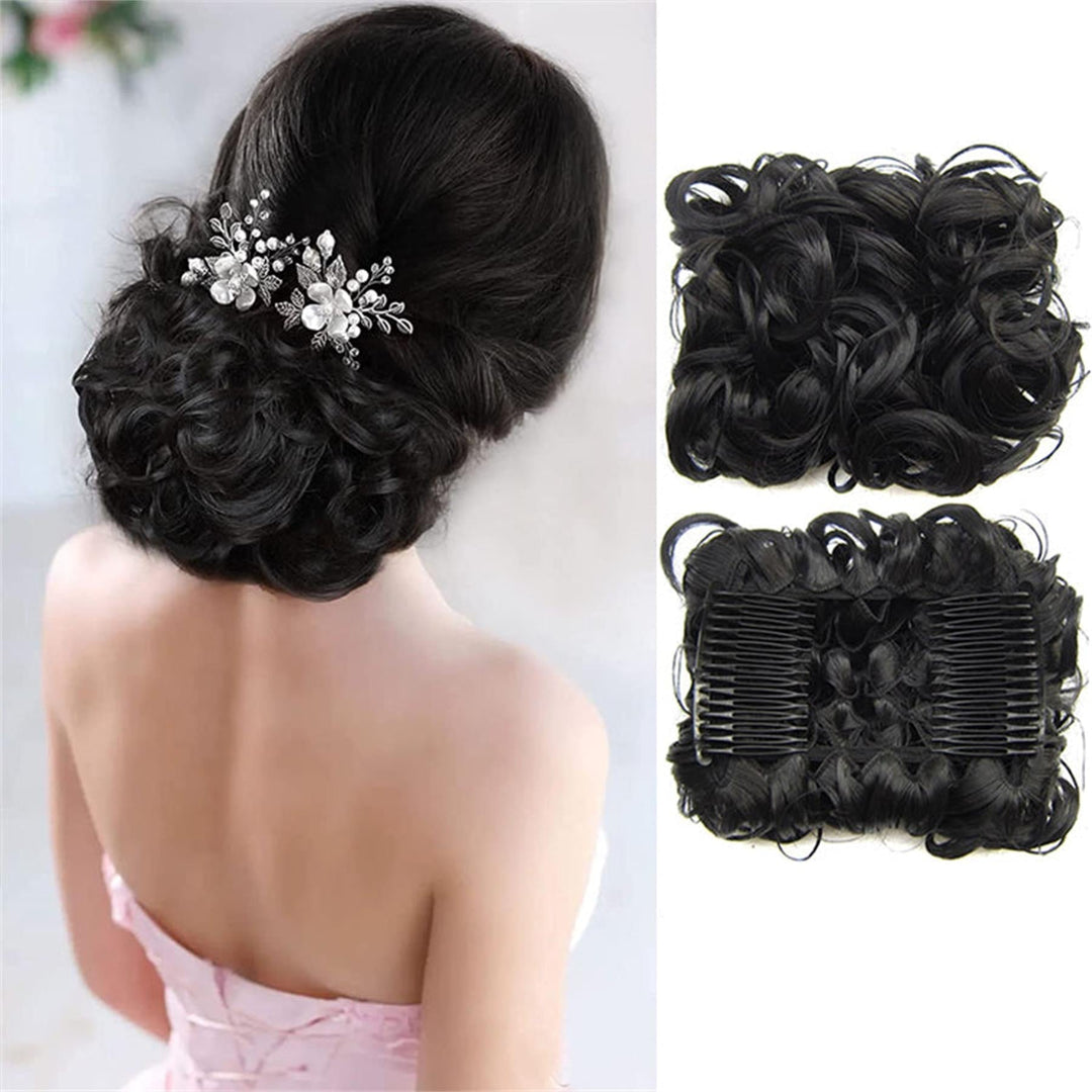 Synthetisches Dutt Haarteil mit Haarband für voluminöse Hochsteckfrisuren, leichter Haarschmuck.