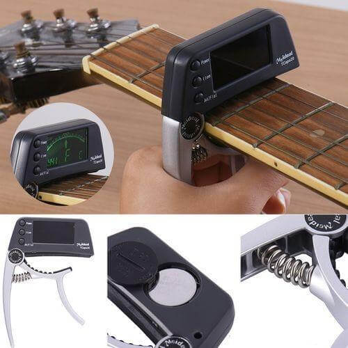 Digitales Gitarren Stimmgerät (Tuner) mit hoher Präzision für Gitarre, Ukulele und Bass; vielseitiges Musikzubehör.