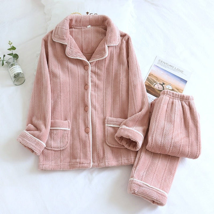 Bequemes Damen & Herren Pyjama Set, langärmliger Schlafanzug Zweiteiler, ideal für entspannte Abende.