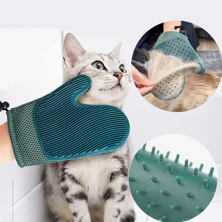 2in1 Fellpflegehandschuh für Katzen zur sanften Massage und effektiven Haarentfernung.