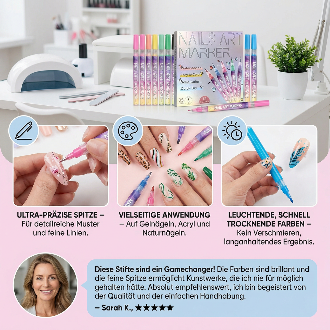 Kreativset Acrylmarker für DIY Nägel: Präzise Nail Art Stifte für detaillierte Designs & Verzierungen.