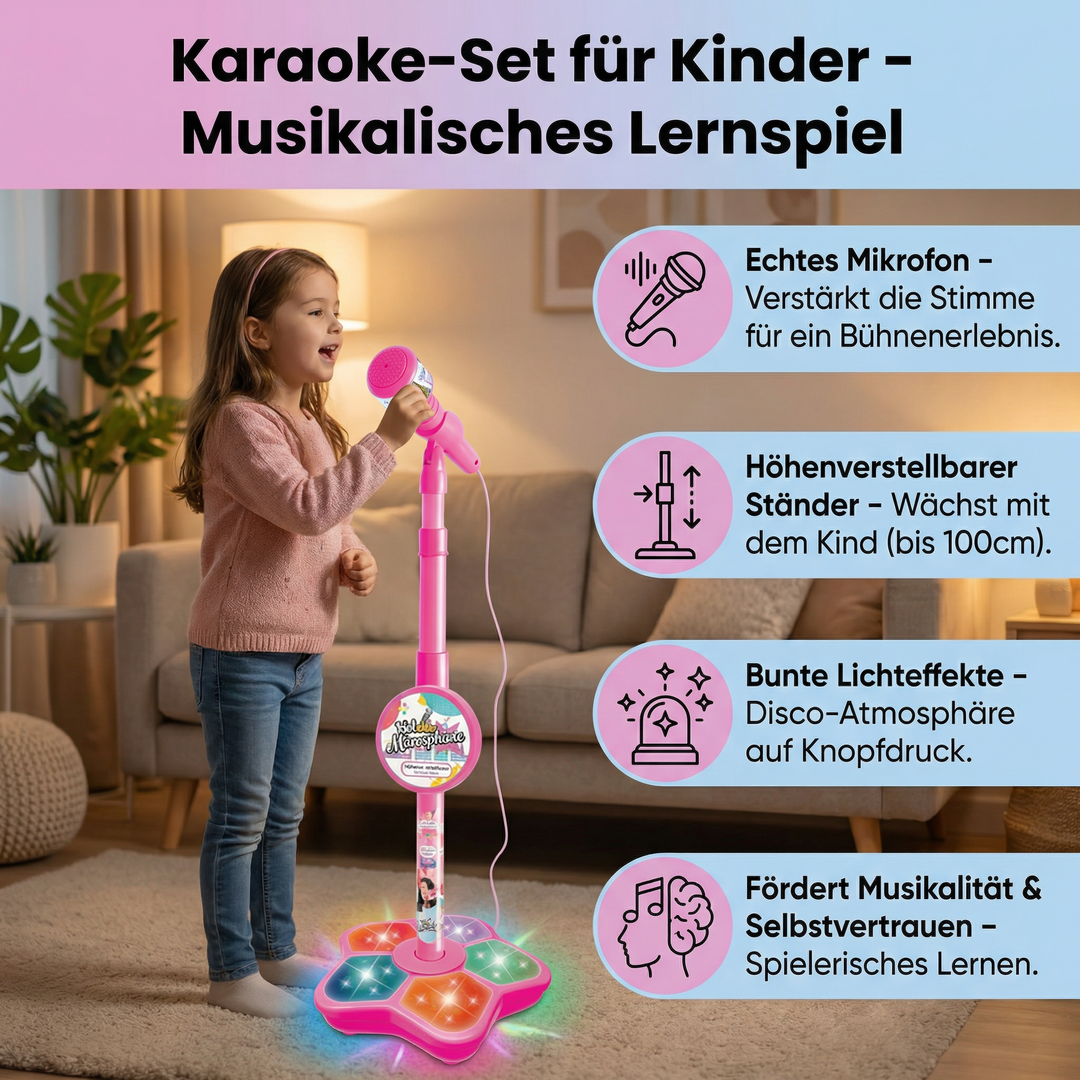 Lernspielzeug: Kinder Karaoke-Set fördert musikalische Entwicklung, Rhythmusgefühl und Singen bei Kindern.