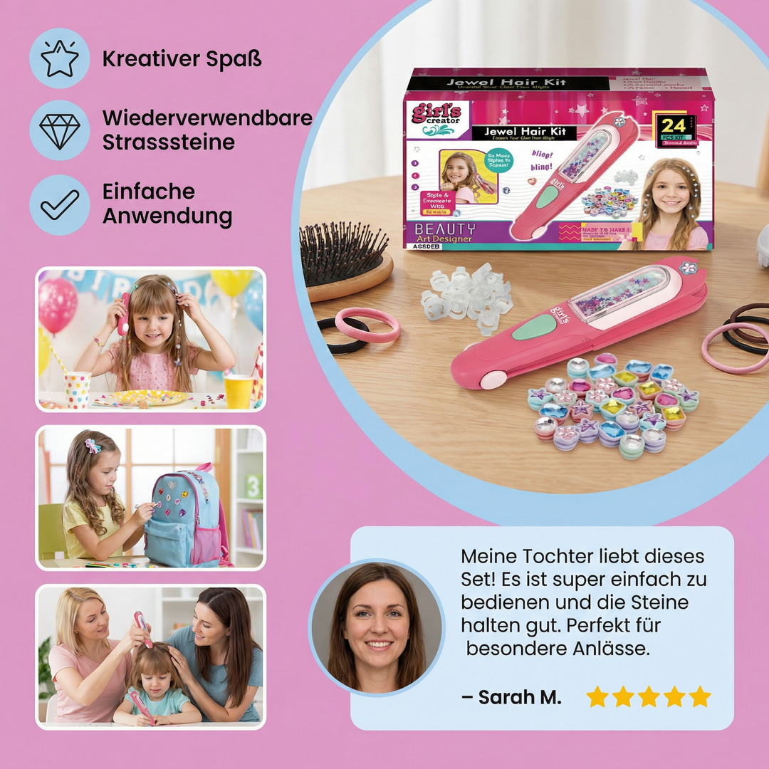 Kreatives Lernspielzeug: Haar-Strasssteine & Glitzersteine zum Aufstempeln, ideales Geschenk für Mädchen.