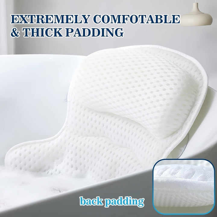 Weiches 4D Luxe Badekissen, atmungsaktiv & stützend. Für entspannte Bäder und luxuriösen Nacken- & Rückenkomfort.