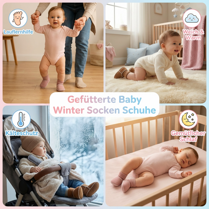 Stilvolle Baby Winterschuhe mit weichem Futter und rutschfester Wildleder-Sohle für Babys und Kleinkinder.