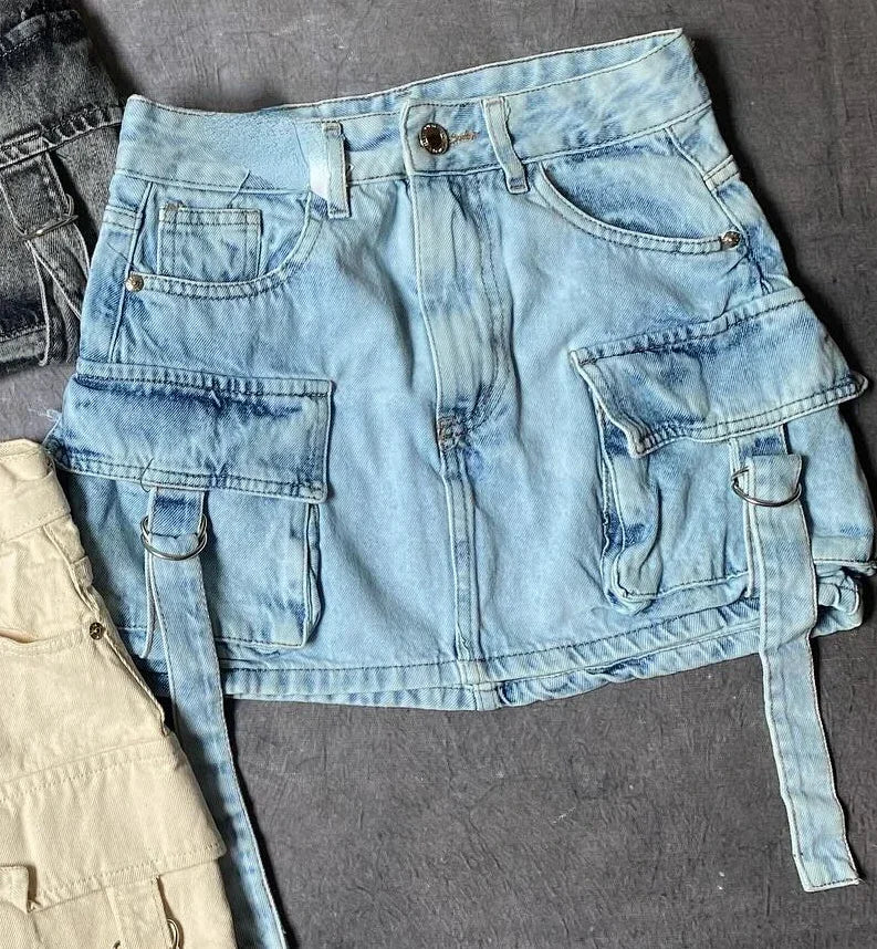 Celeste Damen Jeansrock mit praktischen Taschen, A-Linien Minirock für lässigen Alltags-Chic.