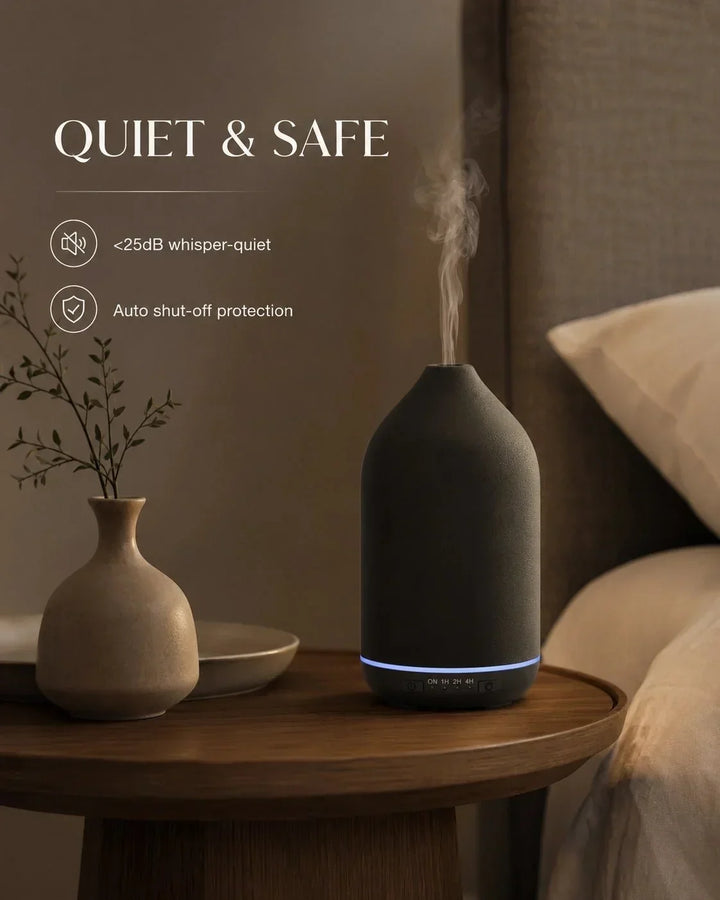 Sicherer Keramik Ultraschall Diffuser 200ml mit Timer-Funktion und automatischer Abschaltung für Wohlbefinden.