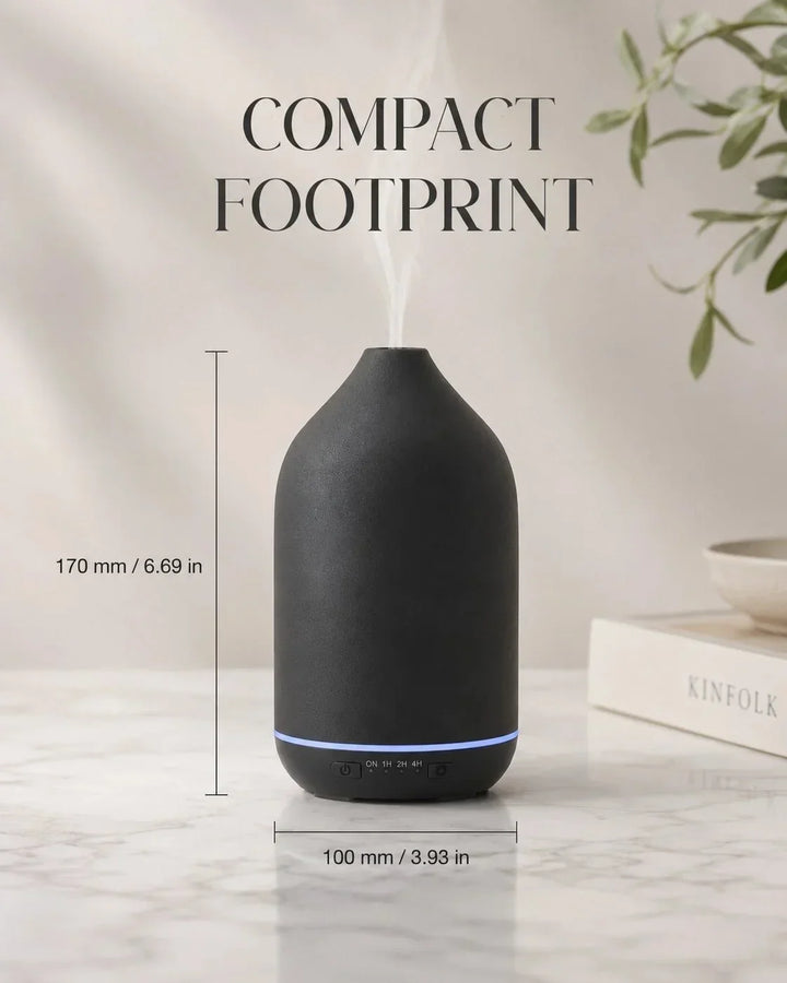 Ultraschall Aroma Diffuser 200ml aus Keramik. Befeuchtet die Luft und verbreitet feinen Duft für Entspannung.