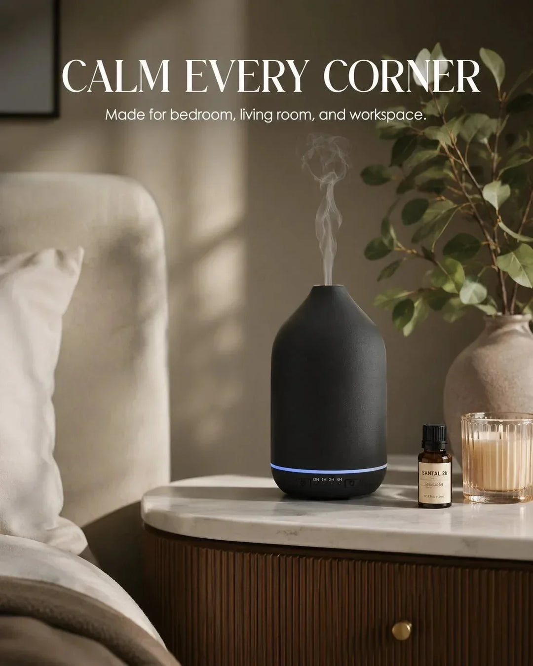 Entspannender Keramik Aroma Diffuser mit 7 LED-Farben, ideal für Wohnzimmer, Schlafzimmer oder Spa.