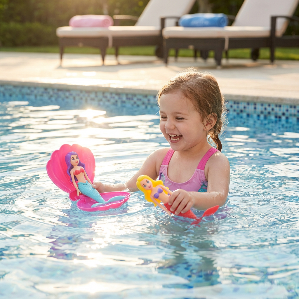 Buntes Meerjungfrauen Wasserspielzeug für Kinder: Lebhafte, schwimmende Puppe für endlosen Badespaß in der Badewanne.