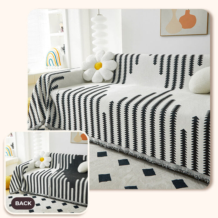 Hochwertiger Chenille Sofabezug, kratzfest & doppelseitig, bietet ganzjährigen Schutz für Ihr Sofa.