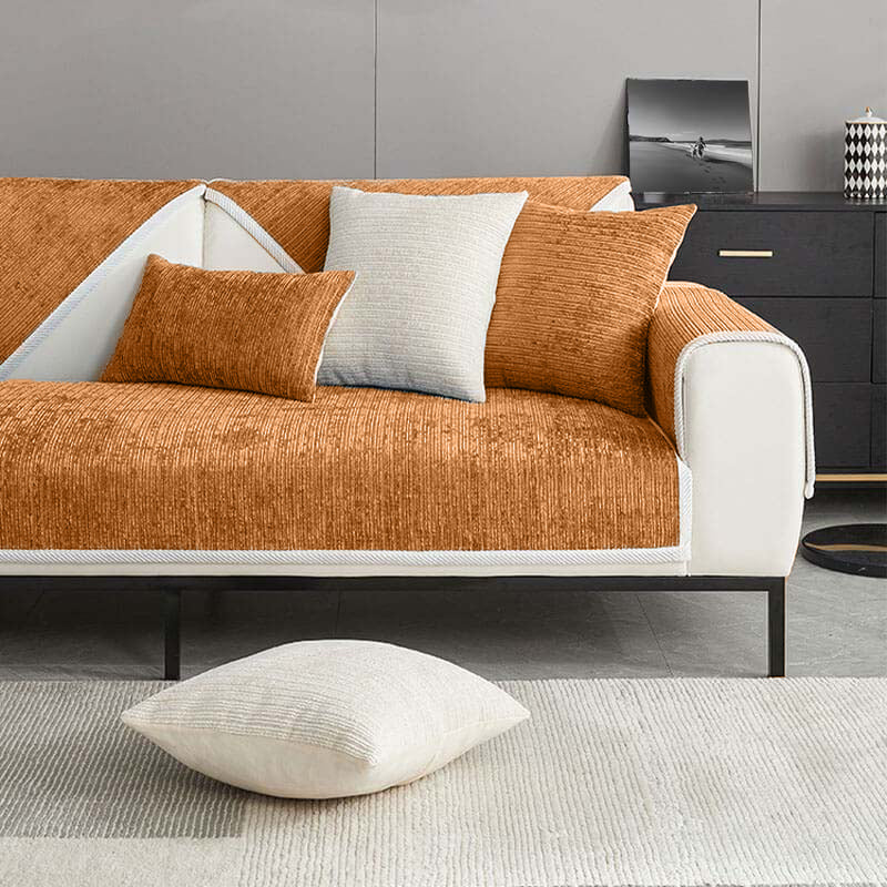Stilvoller gestreifter Chenille Sofabezug. Wasserdicht & widerstandsfähig. Schützt Ihr Sofa effektiv & schön.