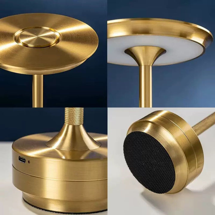 ClarityGlow LED-Tischlampe: Kabellos, USB-aufladbar, dimmbar, aus Aluminium für luxuriöses Ambiente.