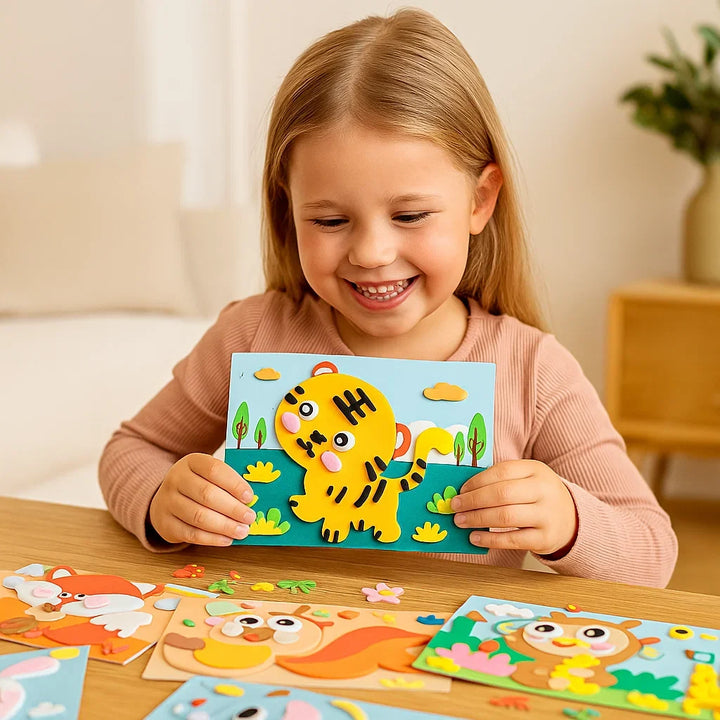 Kreatives Sticker Bastelset für Kinder, fördert Fantasie & Feinmotorik. Ideal als Geschenk.