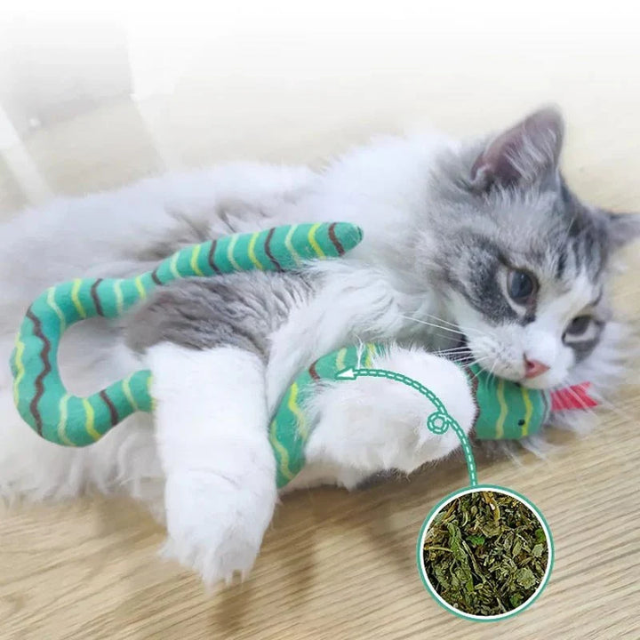 Interaktives Schlangenspielzeug für Katzen mit Katzenminze – Ideal für Jagdspiele und aktiven Spielspaß.