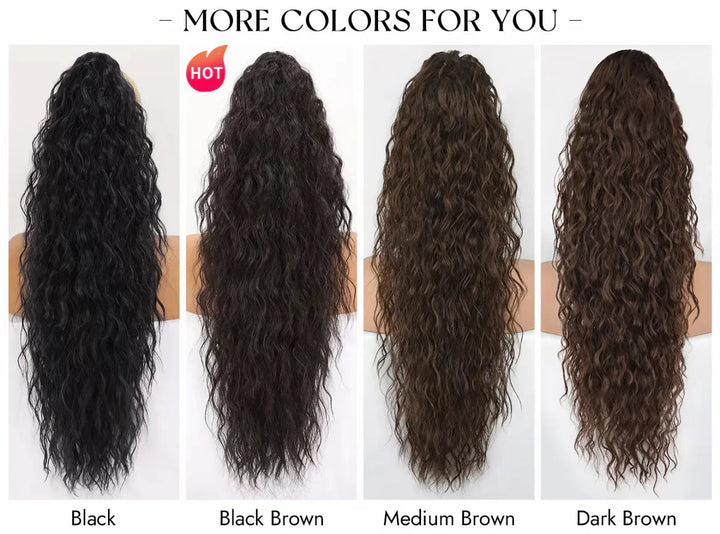 Anti-Frizz Pferdeschwanz-Extension 76cm mit Krallenclip, für glänzende Wellen und Volumen.
