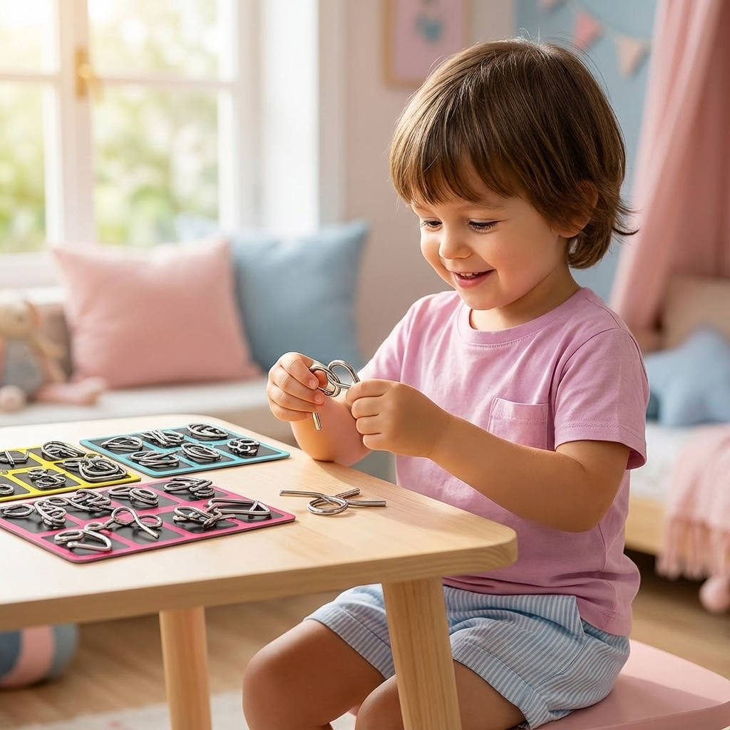 Denksport Metallpuzzle für Kinder, fördert Logik & Kreativität; hochwertiges Lernspielzeug zum Gehirntraining.