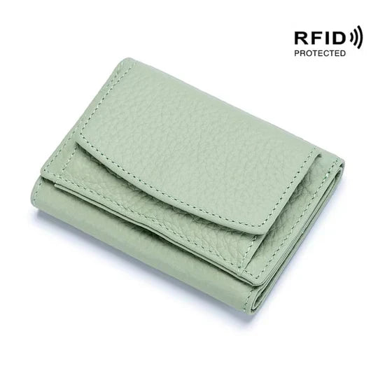 Kleine RFID Geldbörse mit robustem Reißverschluss, perfekt für Münzen und gefaltete Scheine.