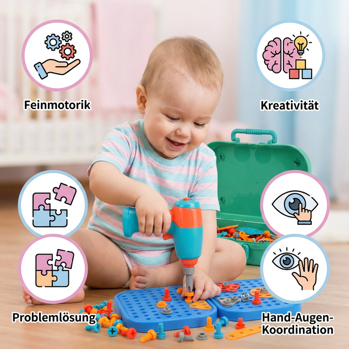 Kreatives Dino Bau Spielzeug für Kinder ab 3 Jahren, fördert spielerisch Feinmotorik & Problemlösung.