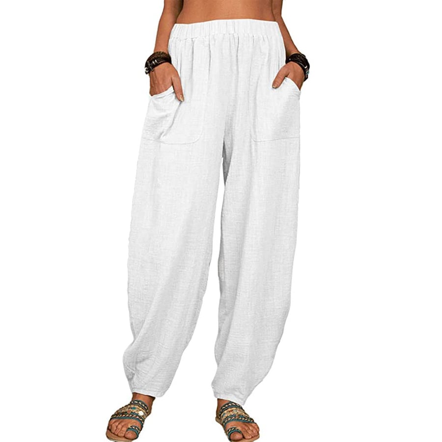 Damen Haremshose mit bequemem Gummibund, luftige Freizeithose für Alltag und Sommer.