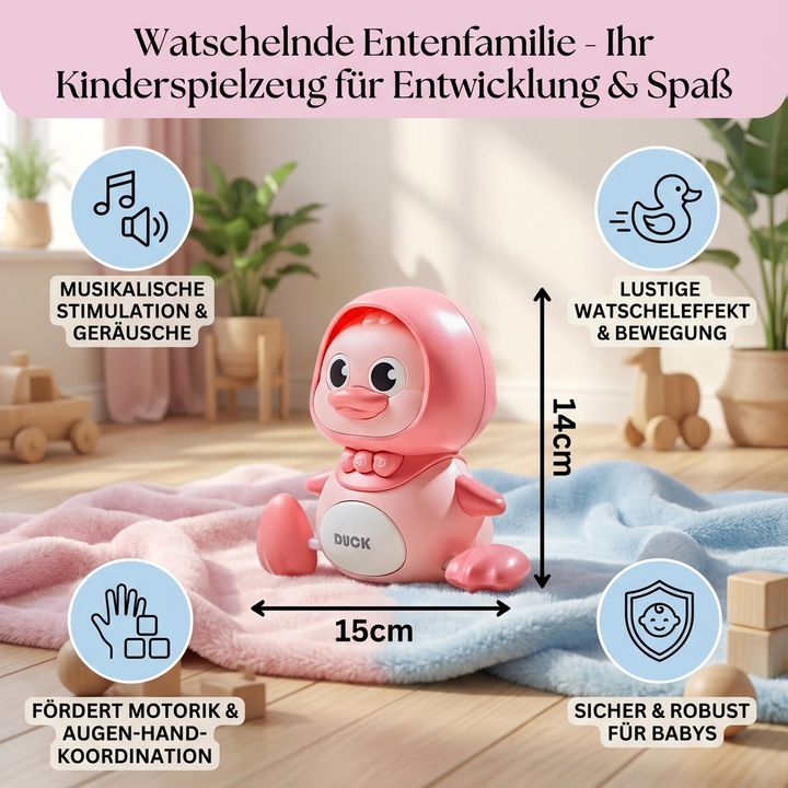 Ideales Geschenk: pädagogisches Entenfamilien-Spielzeug in Rosa & Gelb für Babys & Kleinkinder.