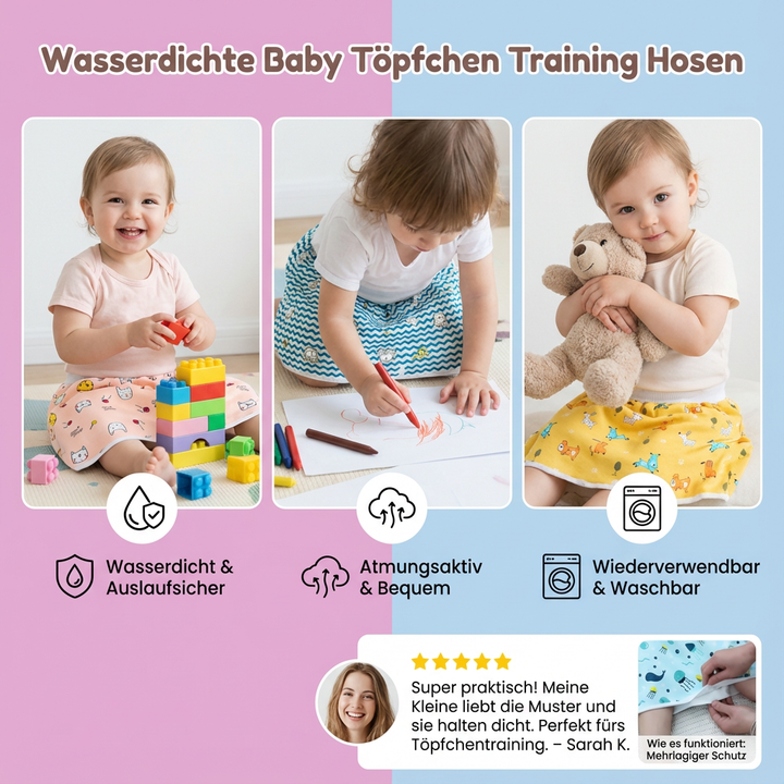 Praktische wasserdichte Trainingshose für Kleinkinder, unterstützt das Sauberkeitstraining.