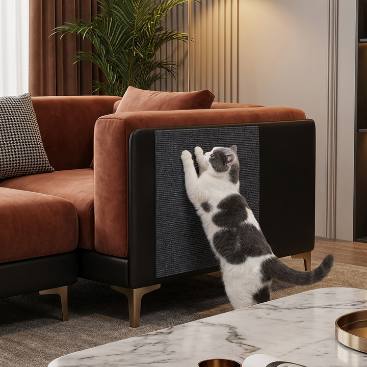 Transparenter Katzen Kratzschutz aus robuster Folie für effektiven Möbelschutz. Bewahrt Sofas vor Kratzspuren.
