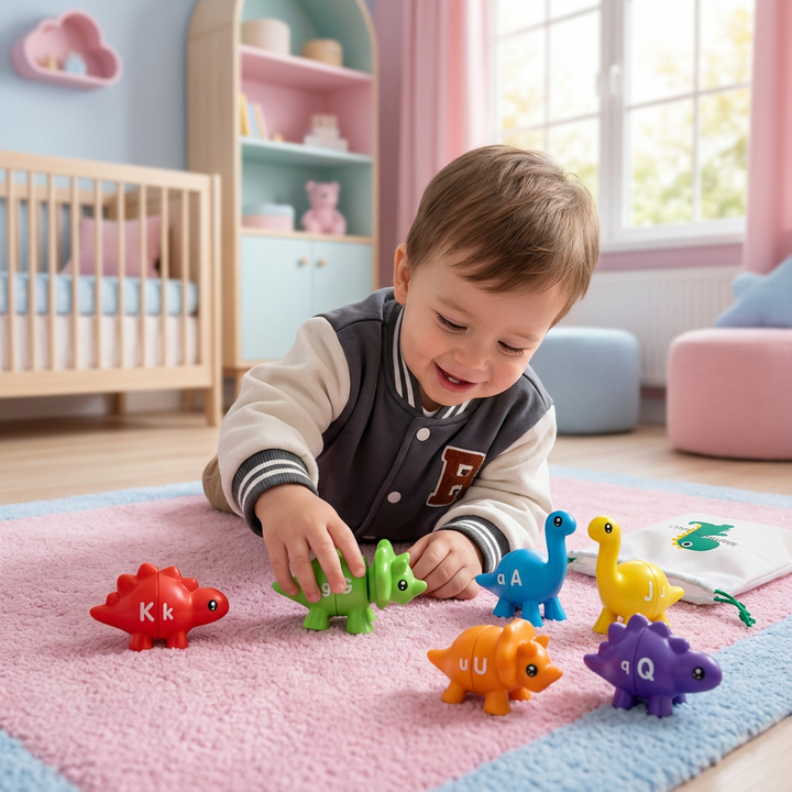 Montessori Sortierspiel: Farben & Dinosaurier Lernset für Kinder; pädagogisches Lernspielzeug für Vorschule & Feinmotorik.