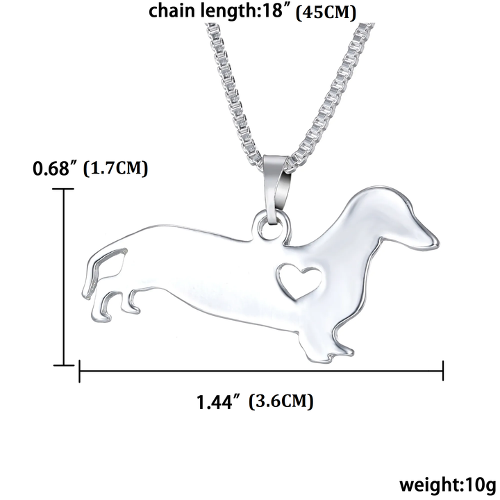 Vielseitige Dackel Herz Silber Halskette für Unisex. Hochwertige Kette mit charmantem Dackel-Anhänger aus Silber.