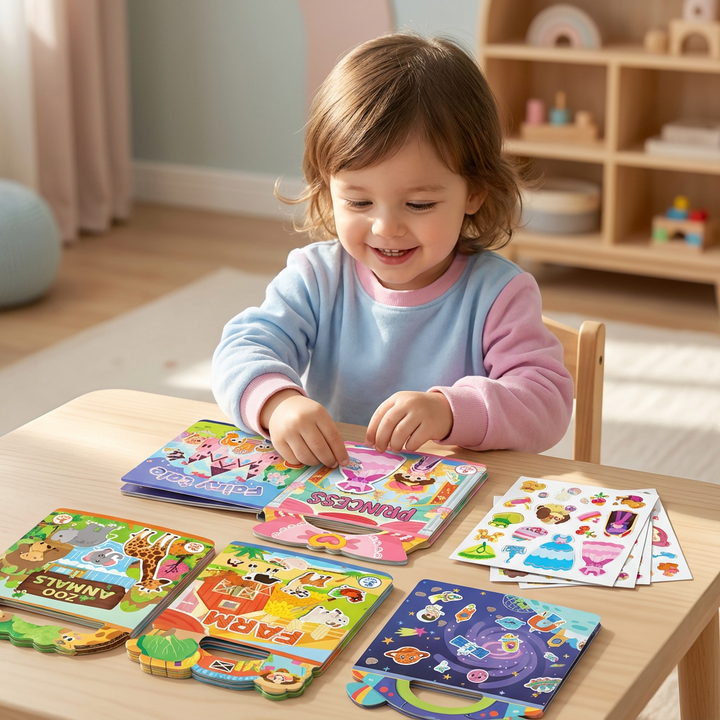 Montessori Stickerbuch: Wiederverwendbare Themenwelten für Kinder fördert Feinmotorik & Kreativität.